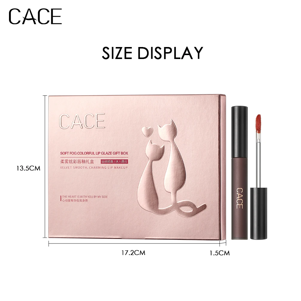 CACE 4色リップグロスセット マットレッドティント リップメイク 長持ち ウォーターフォグ フォックスリップグレイズ 防水リップスティックキット コスメ