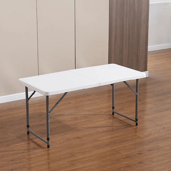 Outdoor plastic folding table/HDPE empty table board with stainless steel legs/122cm 4ft long popular size folding open desk