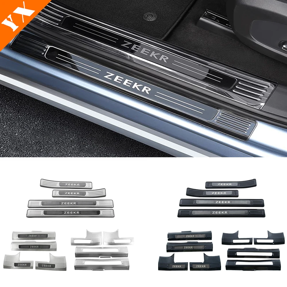 

For GEELY Zeekr 007 2024-2025 Car Door Sill Scuff Plate Welcome Pedal Protection Stainless Black Garnish Exterior Accessories