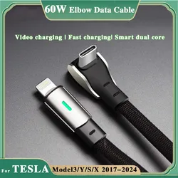 For Tesla Model Y/3/X/S Car USB Cable Charging PD Fast Charging Phone USB Cable Wall Connector Style 60W USB Data Cable Model 3