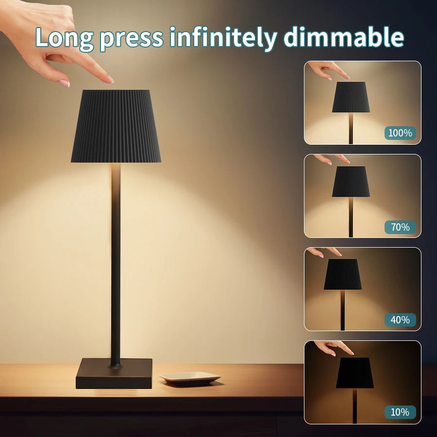 AmmToo Modern Stripe Minimalist Table Lamp USB Wireless Charging LED Desk Lamps for Bedroom Touch Creative Bedside Night Light