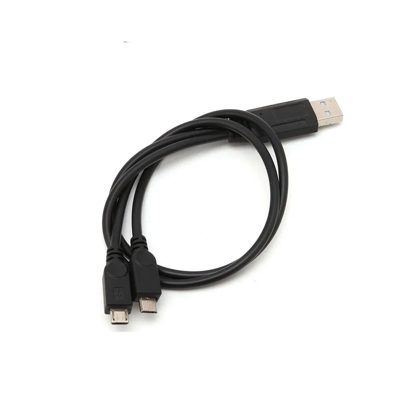 38cm przenośny USB męski uniwersalny Micro USB podwójny męski Adapter Y kabel splittera