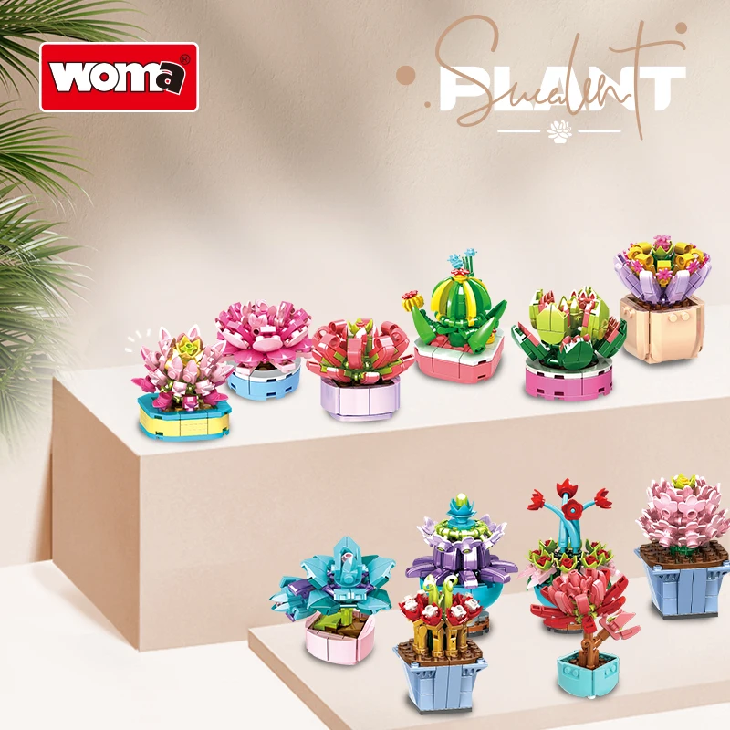 

Mini juicy plant building block toys, STEM education, DIY plant potted home decoration and display, perfect gifts
