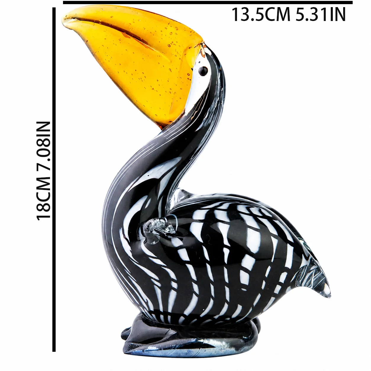 Handmade Art Glass Pelican Figurine Colorful Bird Sculpture Desktop Ornament Home Office Decor Collectible Animal Gift