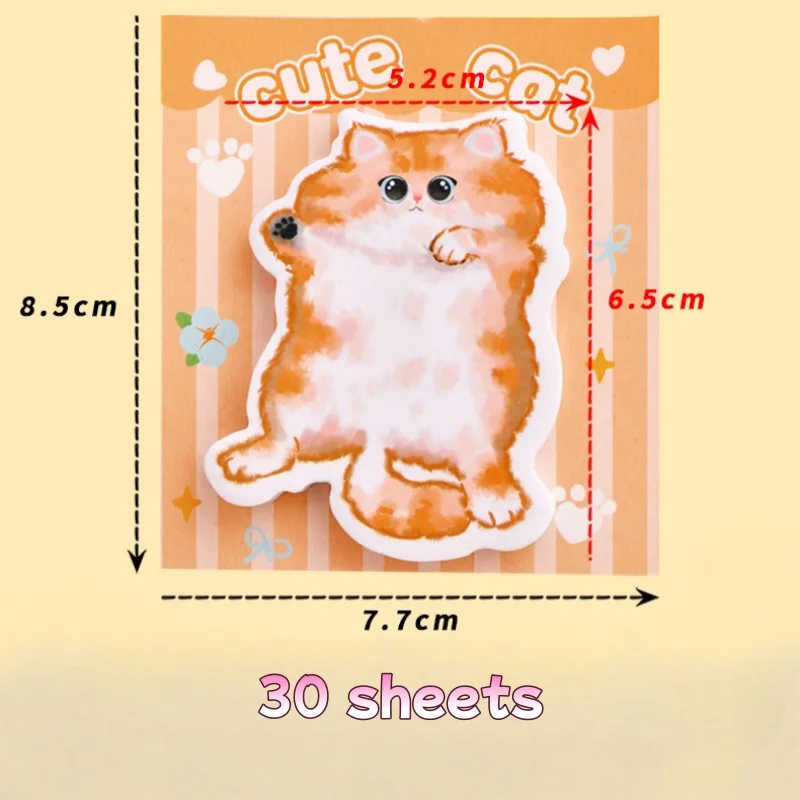 لطيف القط ملاحظات لاصقة الكرتون على شكل لطيف الحيوانات الأليفة ملاحظات لاصقة طالب القرطاسية ملاحظات 30/120 ورقة #3