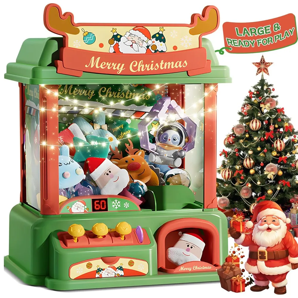 Christmas Claw Machine For Kids Mini Vending Machines Candy Toy Arcade Game Machine With Light Sound Christmas Birthday Gift