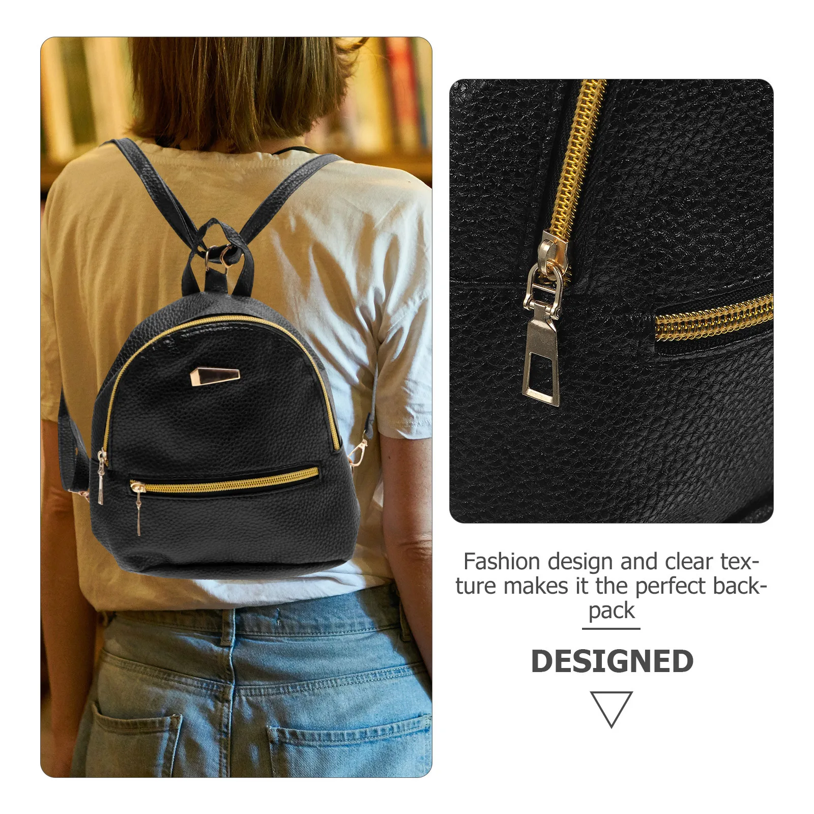 

Women's Black Mini PU Backpack Fashion Casual Travel Handbag Daypack School Bag for Girls Women's Backpack