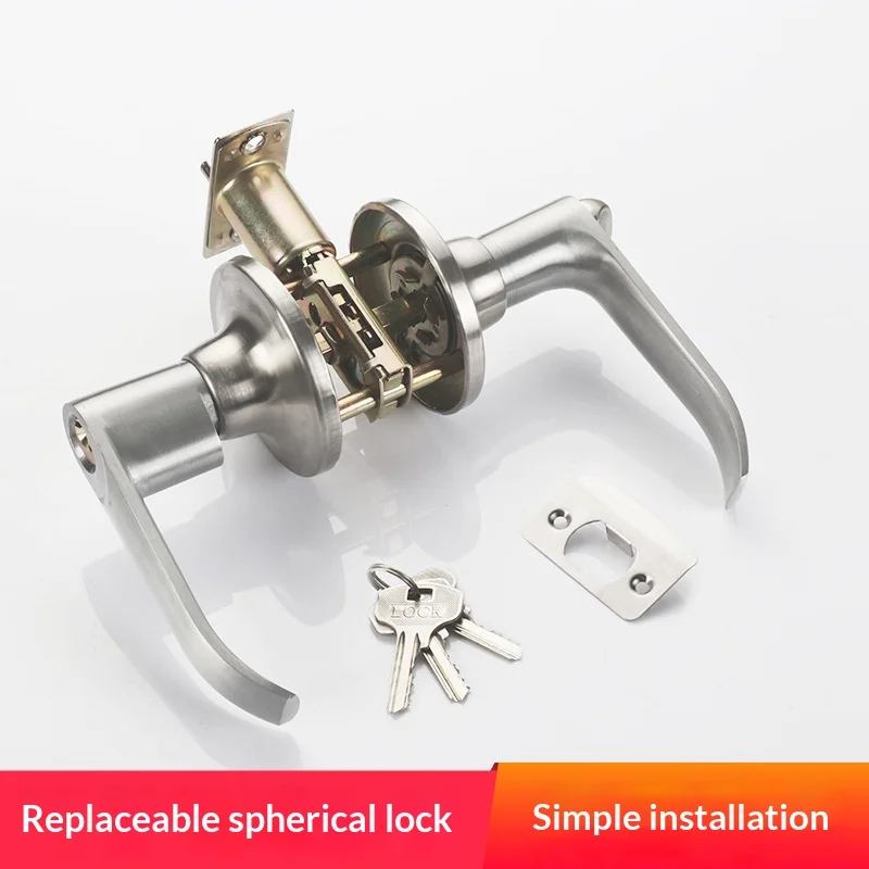 Aluminum Alloy Three Bar Ball Handle Lock with Three Column Plastic Steel For Bathroom Doors - Colorful Home Security Door Lock