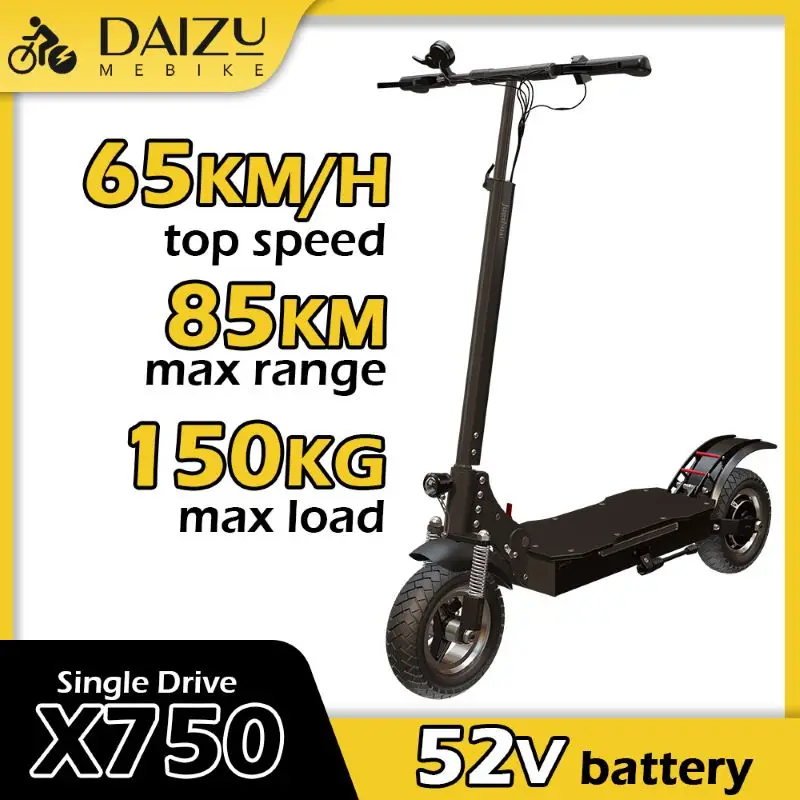 52V Lithium Battery Electric Scooter 65KM/H Top Speed Electric Scooter 1600W Single Motor 85KM Maximum Distance 10 Inch Tire