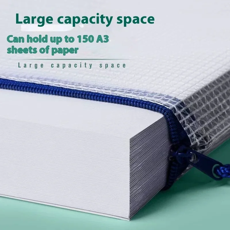 Borse per documenti con cerniera in rete di plastica A3 Cartelle per documenti impermeabili resistenti allo strappo Documenti con cerniera Custodia per documenti Organizzatore di documenti