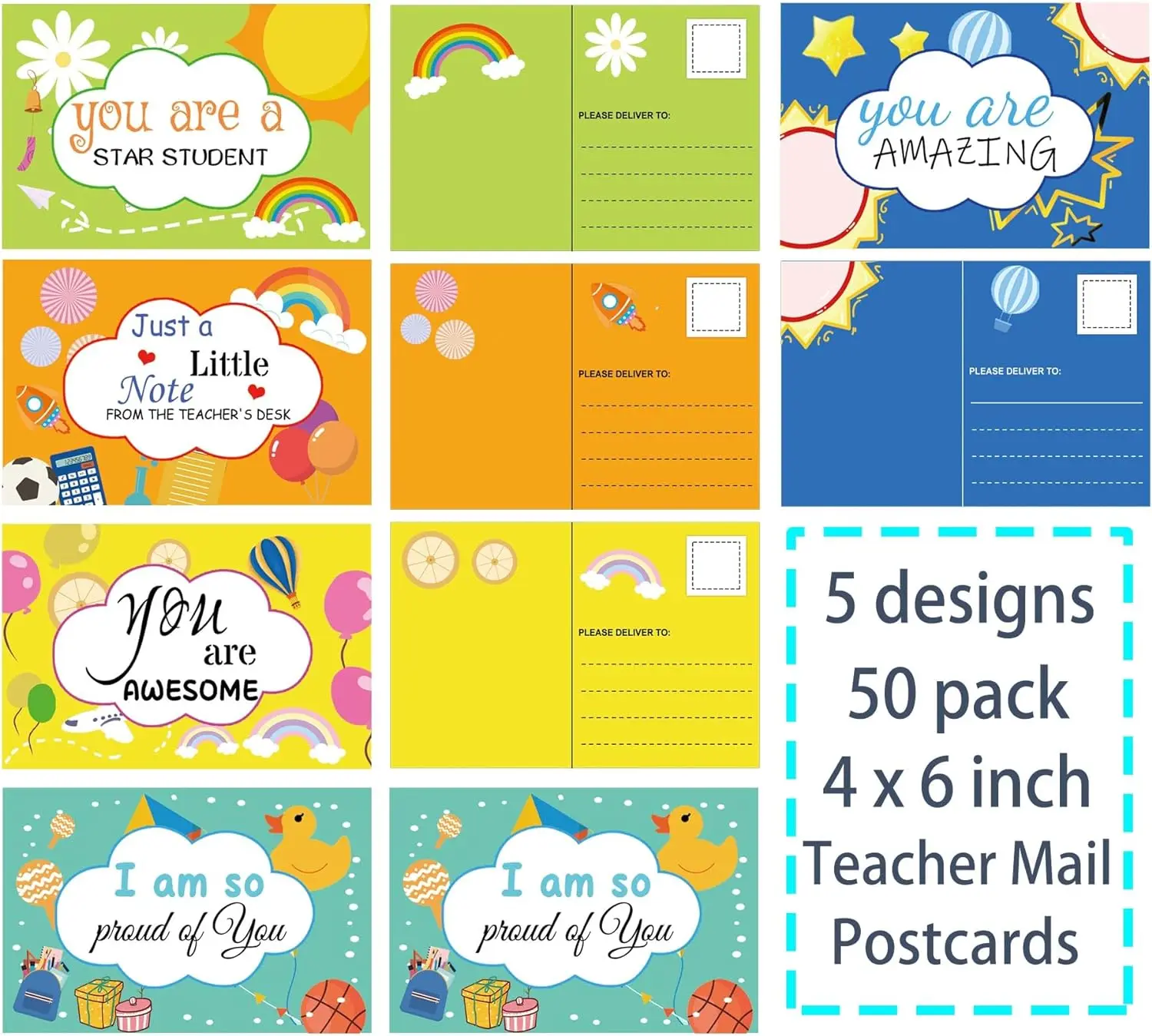 Teacher Mail Postcards For Students You are Awesome Cards Postcards Pack 4 * 6 Inch Postcards 50pcs