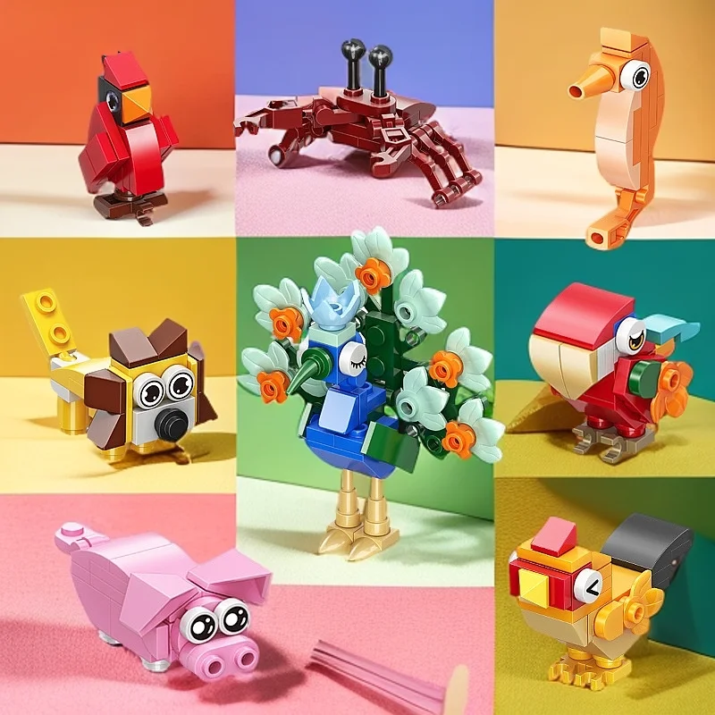 Animal World Toy Building Blocks Family Assembly Model Science Early Education Parent Child Puzzle Children's Toy Gift