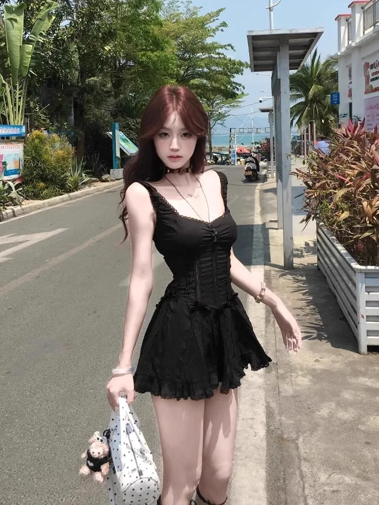 

Keni plus Size Lace ter Dr Women Sexy Ele Waist Cinched Bla Dr Summer Faion Commute Sle High Waist A-...