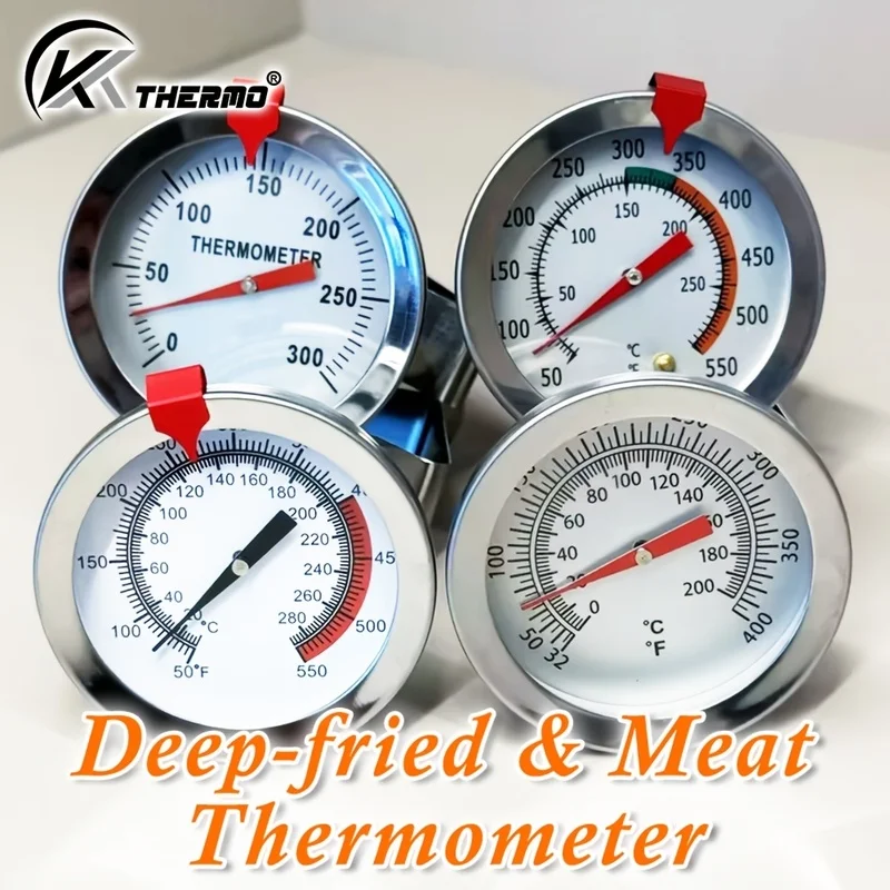 KT THERMO Fry Thermometer with Clip Celsius/Fahrenheit Dial Candy Oil Meat Thermometer for Deep Frying BBQ Turkey Cooking