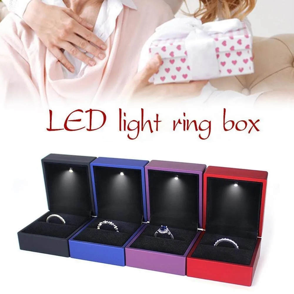 Jewelry Pendant  Case With LED Light Engagement Ring Box Earrings Case LED Light Ring Box Jewelry Ring Box