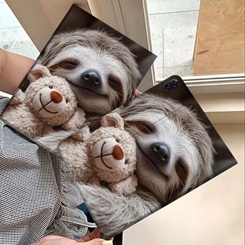 

Cartoon Sloth Holding Coffee Tablet Case For Huawei MatePad M5 T5 SE 11 Pro Honor Tab 5 V7 V8 X9 GT 10.1 10.8 Inch
