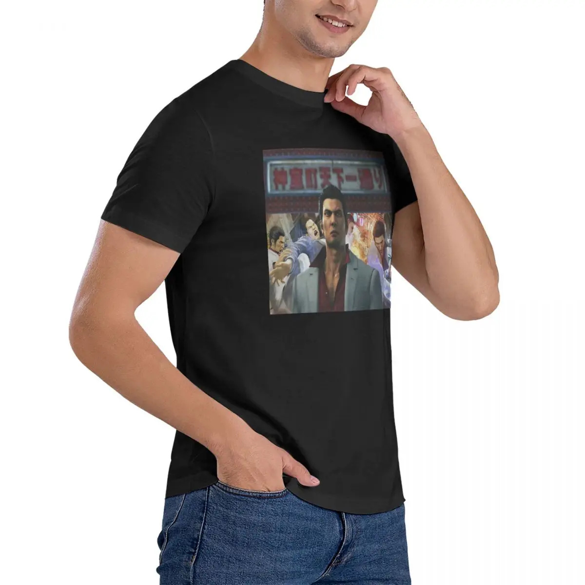 مرحبا بكم في Kamurocho Kiryu Kazuma 100% القطن تي شيرت الرجال المتضخم تي شيرت الرجال س الرقبة قصيرة الأكمام S-6XL