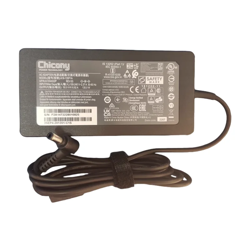 

Genuine Chicony 19.5V 6.92A 135W A18-135P1A A16-135P1B AC Adapter Charger For MSI GF62 8RC-030UK Laptop 5.5mm*2.5mm A135A007P