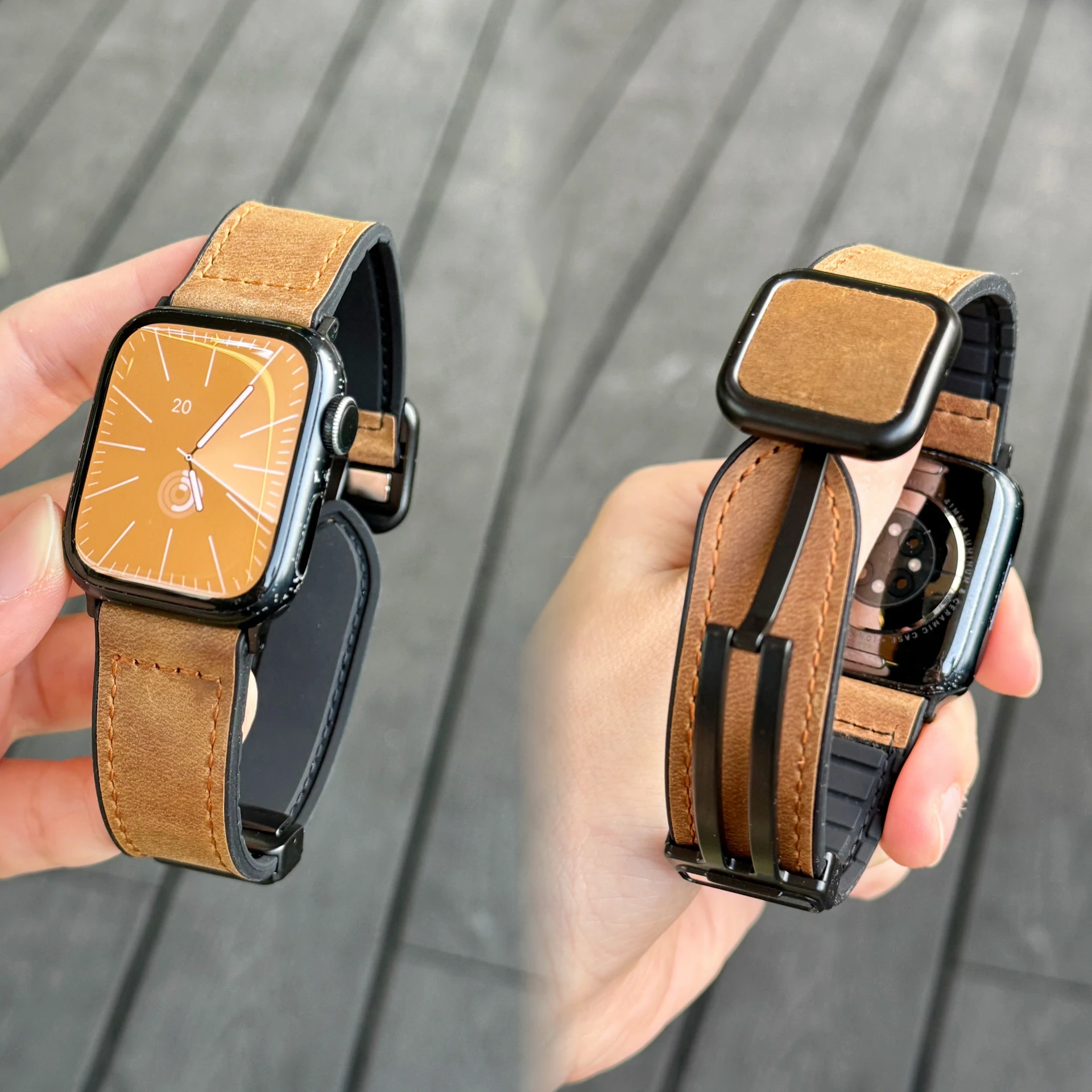 

Кожаный магнитный ремешок для Apple Watch 10 9 8 Ultra Band 46 мм 42 мм 41 мм 45 мм 40 мм 44/49 мм Ремешок для часов iWatch Series 7 6 SE Браслет