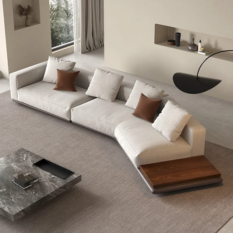 Italian minimalist leather sofa simple modern villa living room special-shaped corner large flat sofa