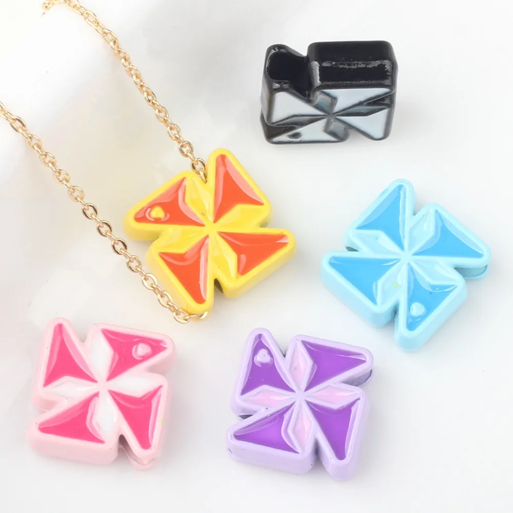 

20 Pieces/Bag Simplicity Alloy Colorful Oil Drip Windmill Beading DIY Bracelet Necklace Accessories