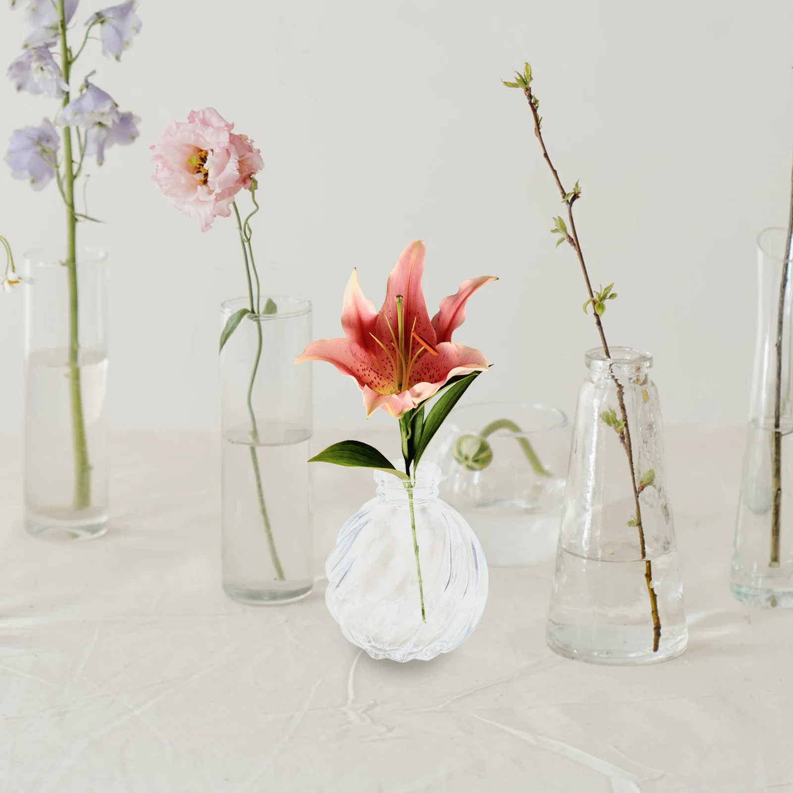 

5 Pcs Small Vase Flower Aesthetic Transparent Holder Arranging Container Single Stem