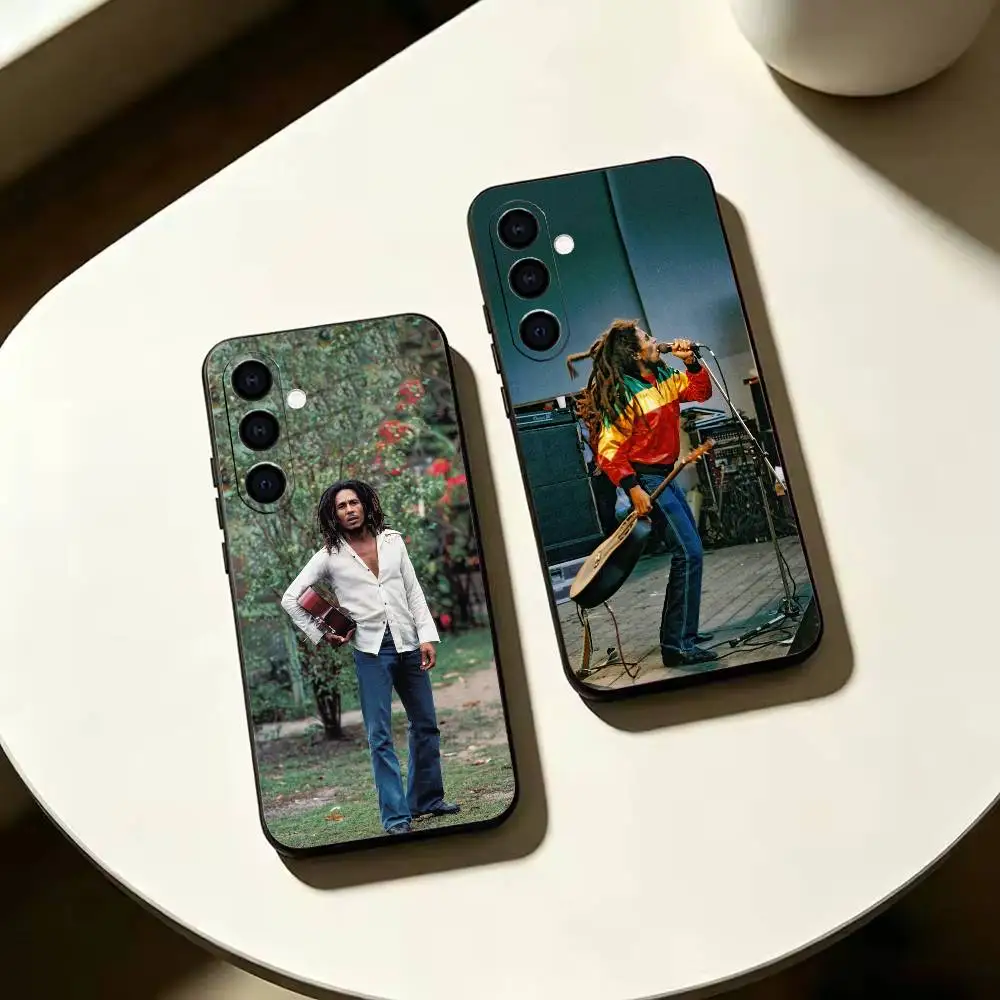 Bob-b M-marley REGGAE Soft Silicone phone Case for Samsung Galaxy A73//A72/A70/A53/A52/A51 - Black