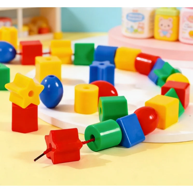 Beads Toys Plastic Children Handmade DIY Puzzle Early Education Toy Rope Threading Games Kids Self Made Bracelet Necklace Gifts