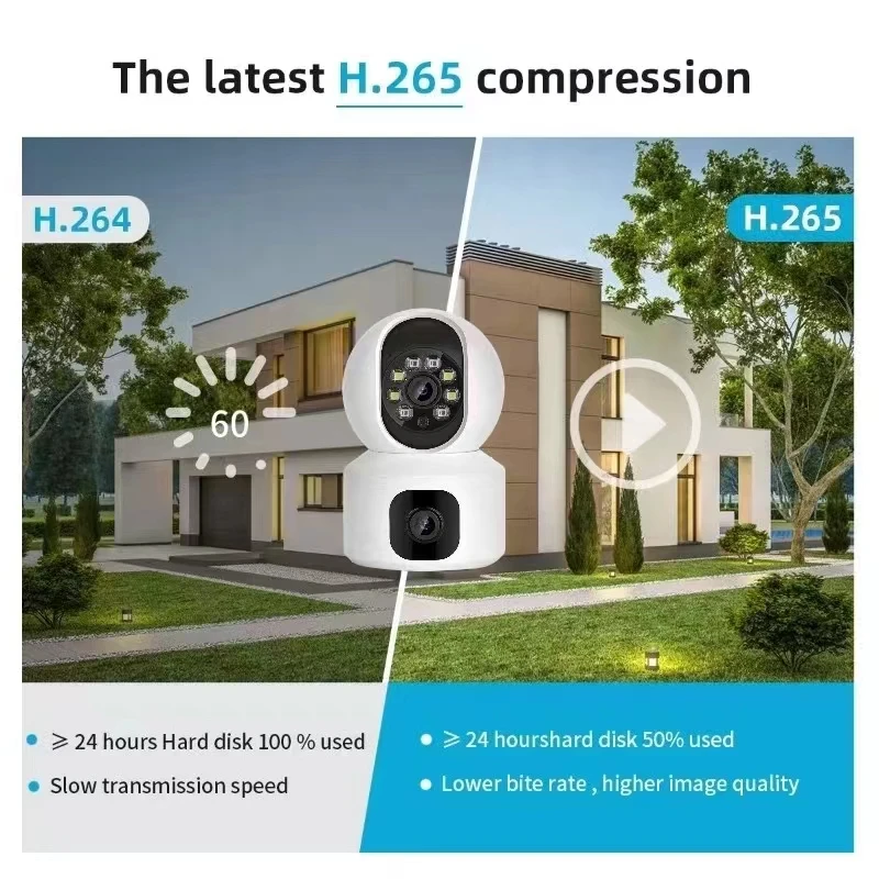 4MP Yoosee/V380/iCsee  APP Dual Lens Full Color Wireless PTZ  IP Dome Camera AI Humanoid Detection Home Security CCTV Monitor