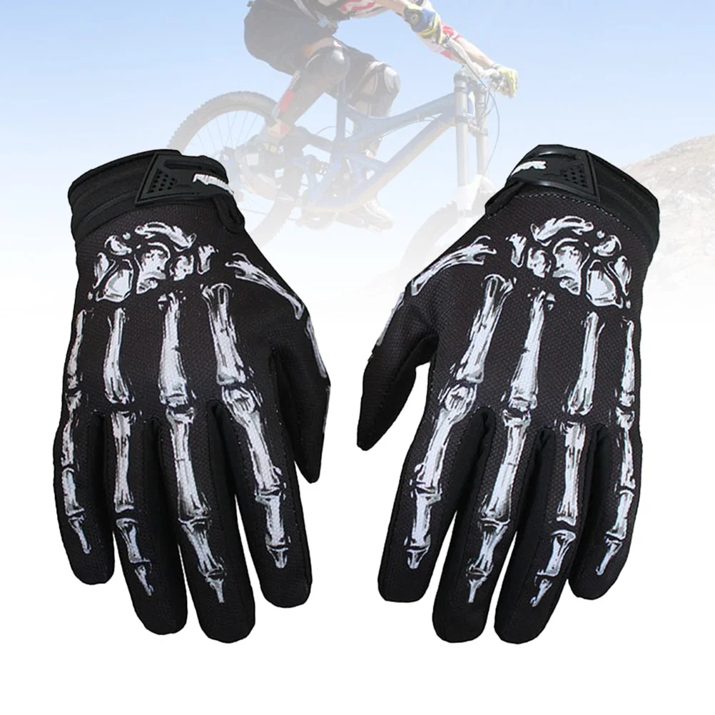 Skull Finger Motorcycle Motorcycle Glove Scary Adults Cycling Ridding Paw Black Unisex Autumn and Winter