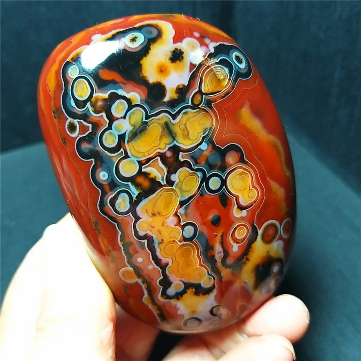Colorful Pattern Banded Agate Worry Stone, Vibrant Color, Tumbled Polished, Home Decor, Natural Stone, Crystal Collection