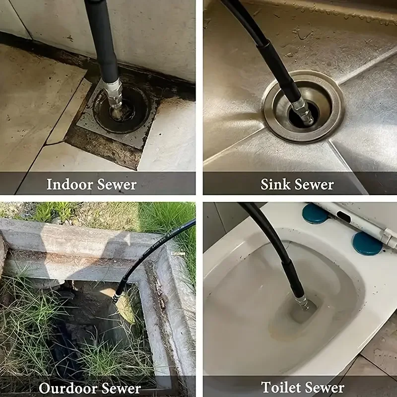 Buse de nettoyage de tuyau d'égout haute pression, 2 pièces, buse de nettoyage d'évier intérieur, Machine de nettoyage de toilettes, buse de Drainage, Joint en acier inoxydable