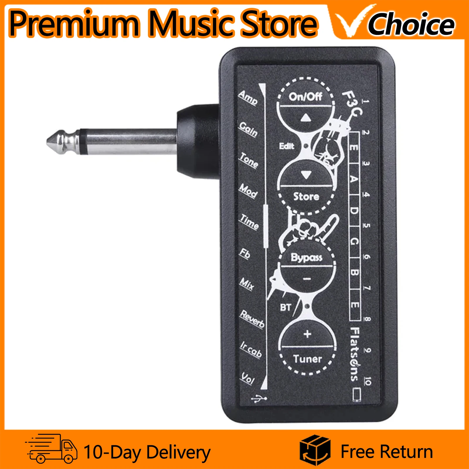 

Flatsons F3C Mini Headphone Amp Speakers Guitar Bass Amplifier Headphone Stage Audio Tuner Speakers Combo Plug Amp Plug-and-Play