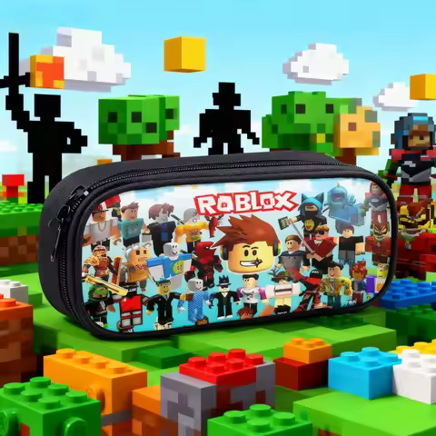 New ROBLOX Print Single-layer Pen Case Polyester Vertical Square Stationery Bag Fashionable Large-capacity Pencil Case