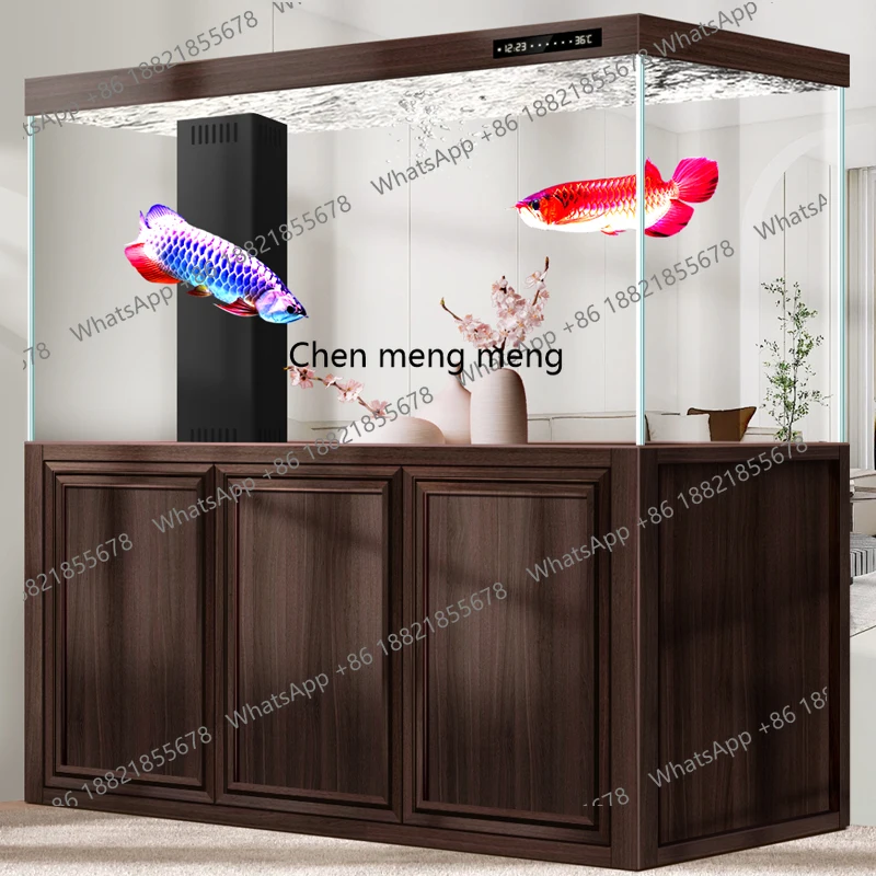 Large fish tank aquarium living room home office floor ecological water-free ultra-white glass bottom filter