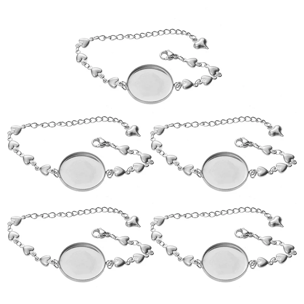 

5 PCS Time Gem Bottom Holder Glossy Bracelet Alloy Accessories Hand Chain Retro Metal Wristband Stainless Steel Daily Use