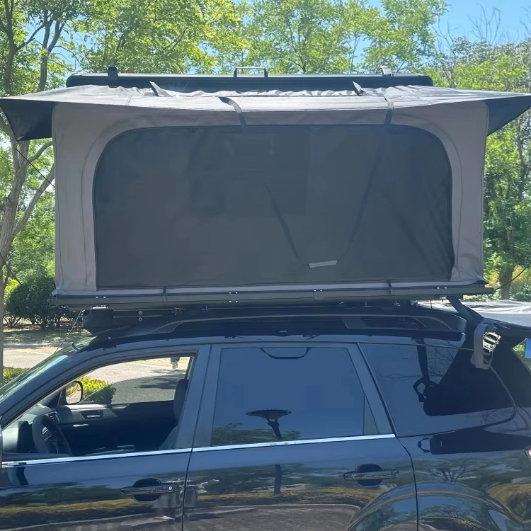 

Big Sale 2 Person Rooftop Hard Shell Car Pop-up Tent New Design Outdoor Camping with Aluminum Poles and Polyester Cotton Canvas