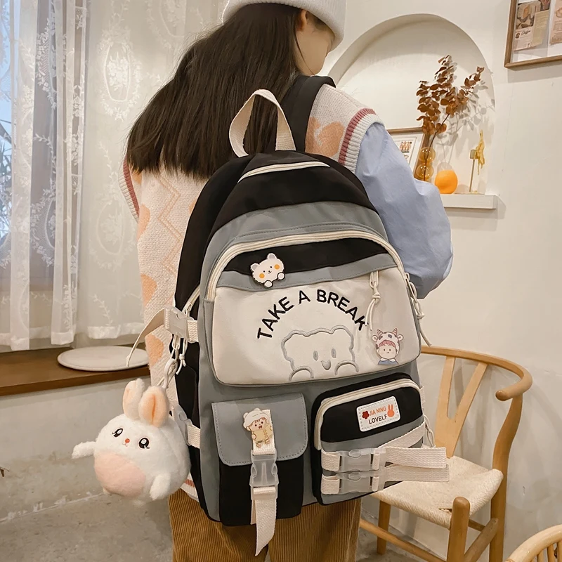 2022 Kawaii Cotton Bookbag for Teenager Backpack Women Fashion Travel Mochila Girls Cute Schoolbag Leisure Student Rucksack