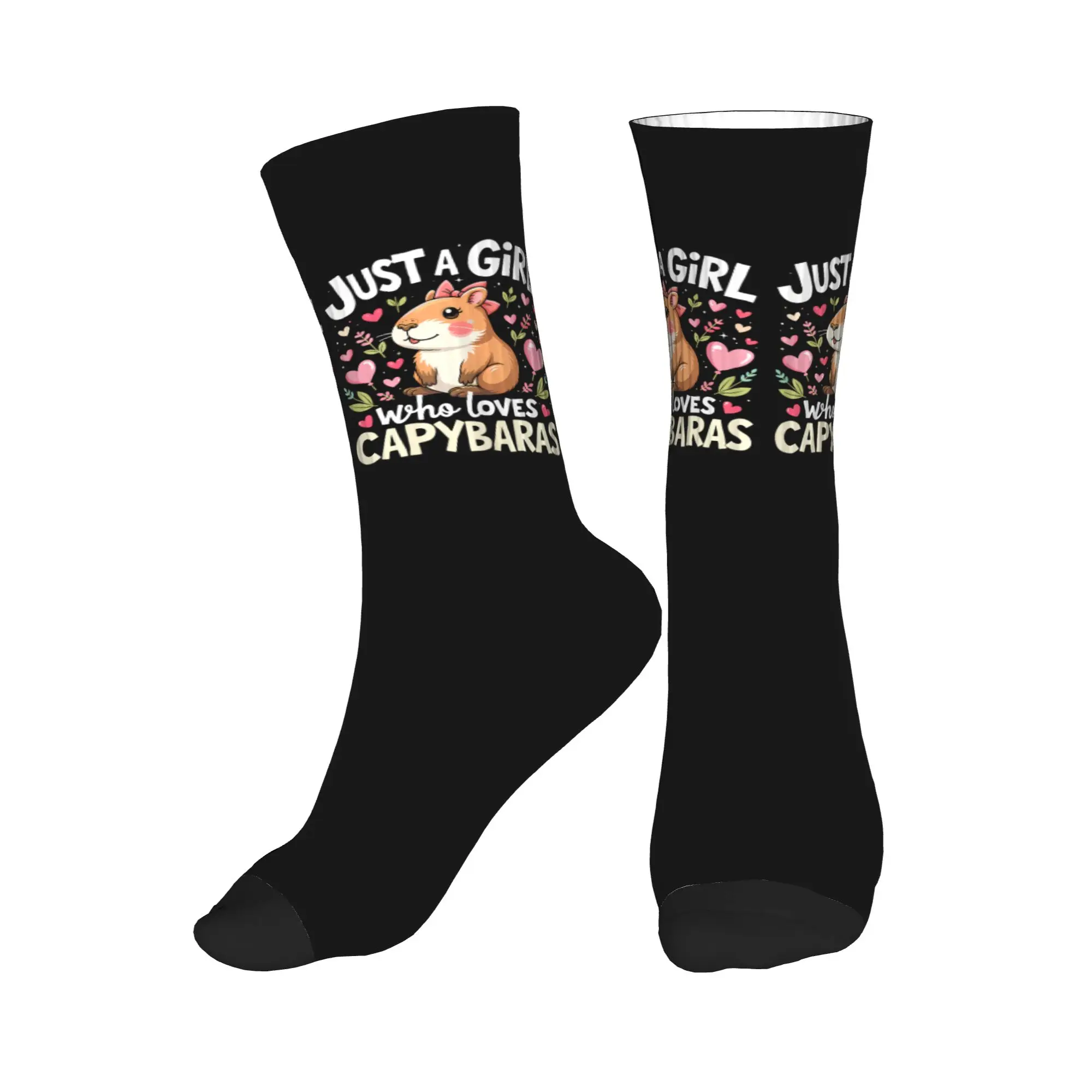 

Kawaii Mens Just A Girl Who Loves Capybara Dress Socks Unisex Breathbale Warm 3D Printed Crew Socks