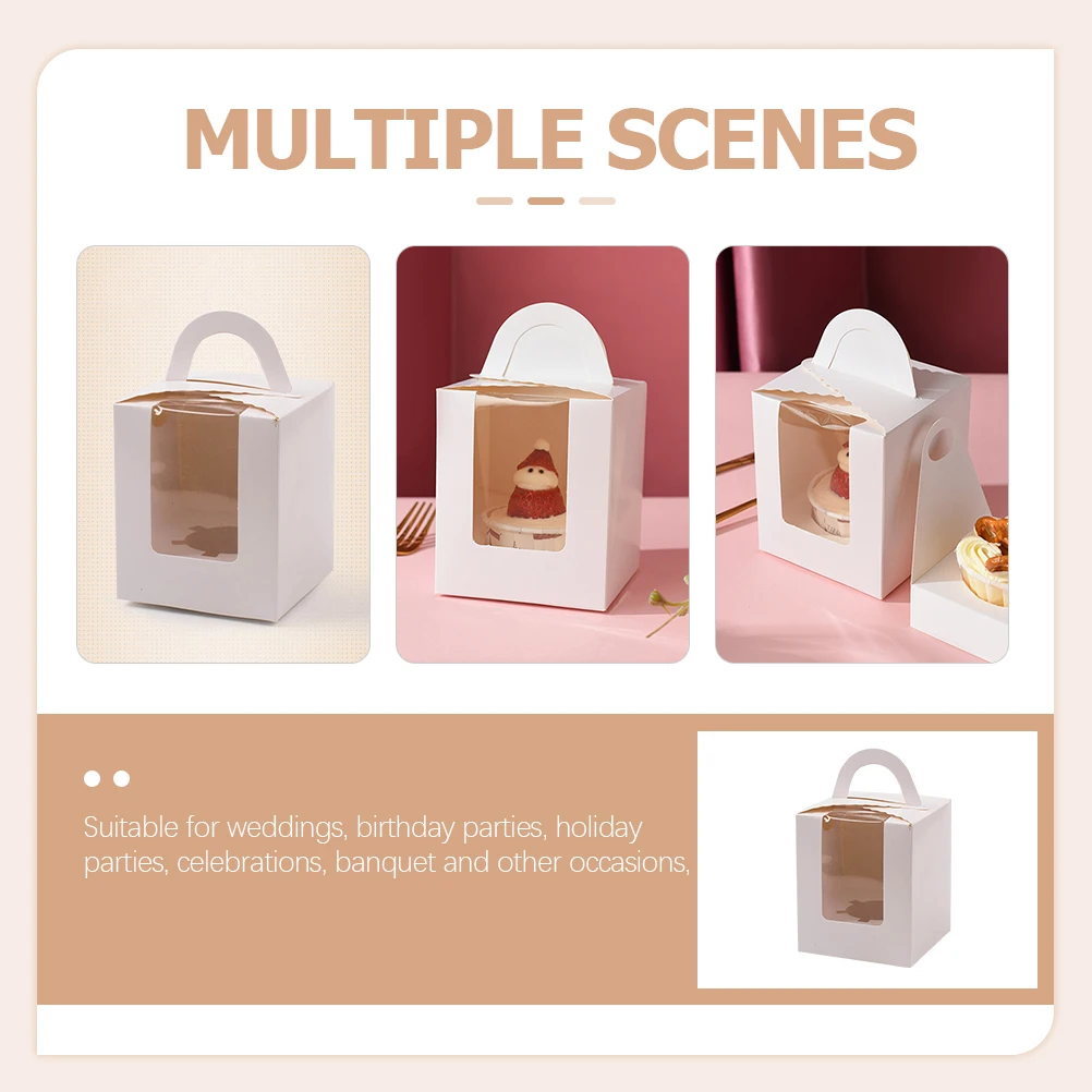 

24 Pcs Cake Box Celebration Boxes Carrier Container Packing Small White Card Cupcake Single Transparent Odorless