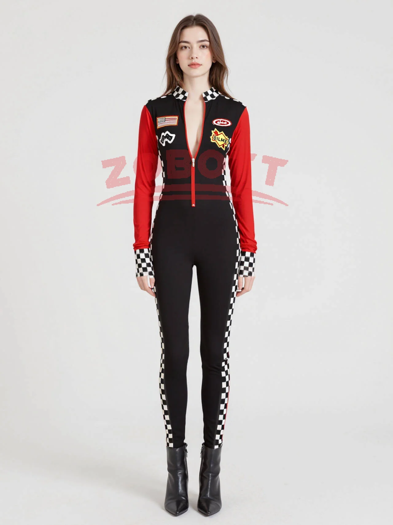 Damen Lady Racer Girl Outfit Kostüm und Handschuh Karneval Motor Racing Cheerleader Uniform Cosplay Fancy Party Kleid Halloween