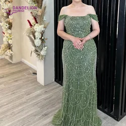 LuxuryOff The Mermaid Evening Dress for Women Wedding beading Strapless Elegant  Saudi Arabia Dubai Long Formal Prom Party Gowns