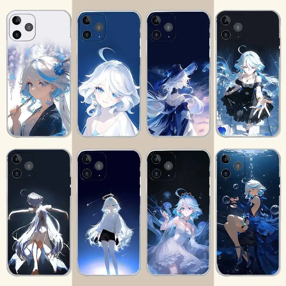 

G-Genshin F-Furina Impact Phone Case For iPhone 17,16,15,14,13,12,11 Pro,Max,Plus,X,XS,XR,SE4,E Mini Transparent Soft Cover