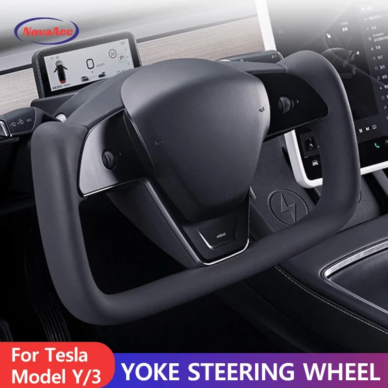 

2nd Generation YOKE Nappa Steering Wheel With Heating For Tesla Model 3 Y 2020-2023 Imitation Model X S Style Car Accessories