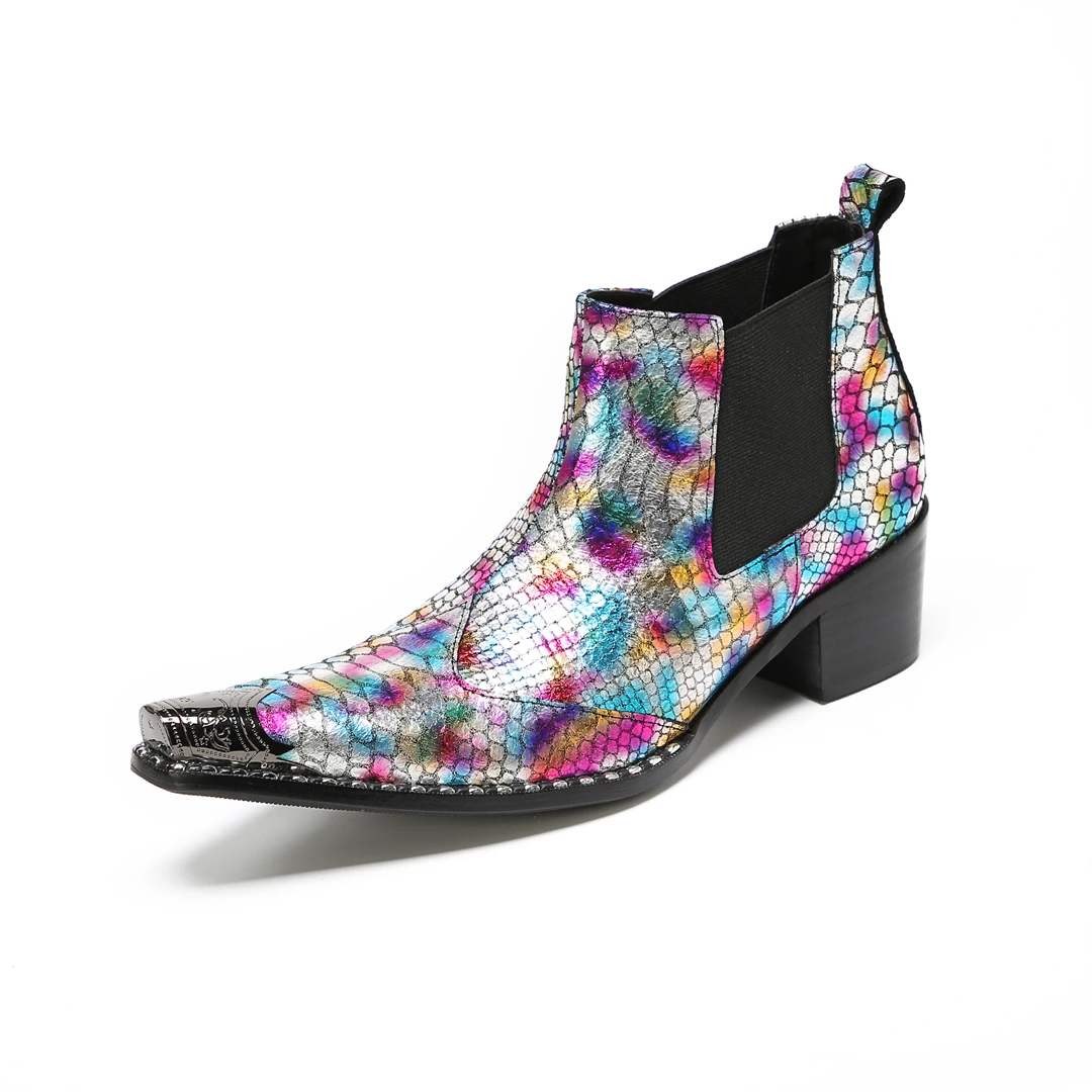 

Fashion Pointed Toe Genuine Leather Chelsea Boots Plus Size Male Wedding Party Ankle Boots Club Dress Shoe Motorcycle Short Boot