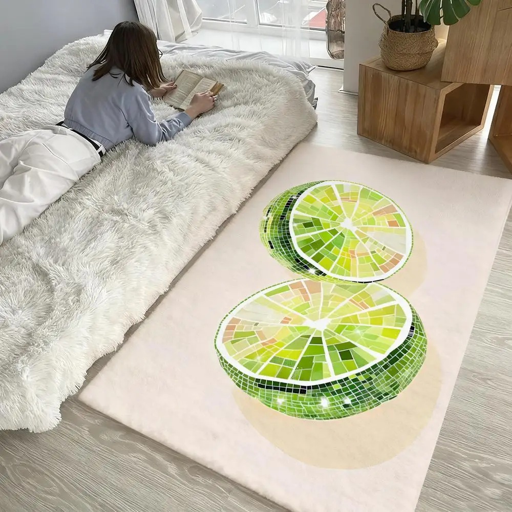 

INS Disco fruit fashion Floor Mat Soft Thickened Non-Slip Door Mat for Living Room Home Decor Flannel Rugs