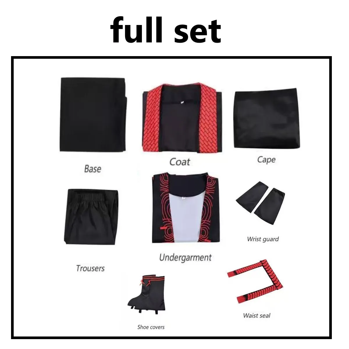 Jia Qiu Limbus Company Cosplay Set - Black Hanfu Cape Pants Wig, Halloween Performance Costume Unisex