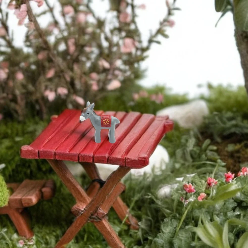 24Pcs Miniature Donkey Resin Decor Small Donkey Statues for DIY Fairy Garden Moss Landscape Craft Accessories Tiny Animal