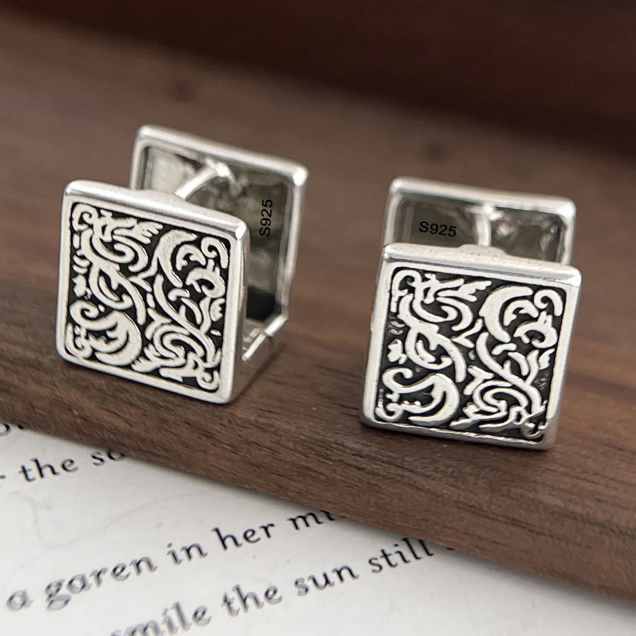 925 Sterling Silver Vintage Earrings For Women Simple Vintage Pattern Earring Jewelry Prevent Allergy Party Accessories Gift