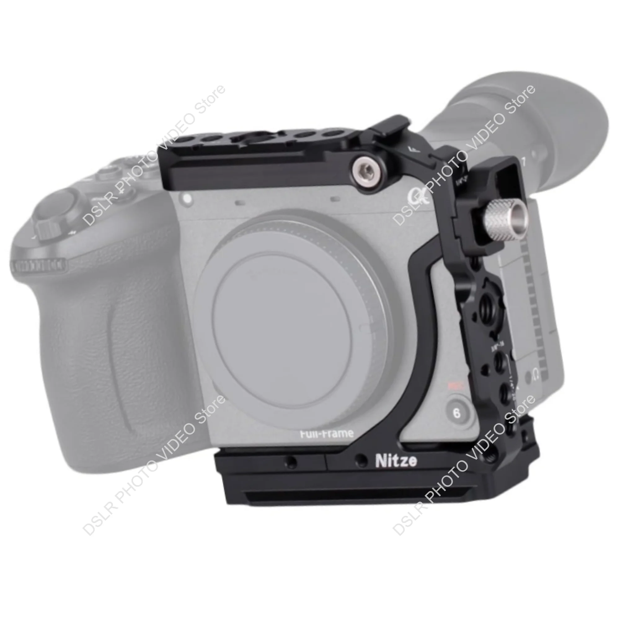 

Клетка-крепление Nitze Half Camera Cage для камеры Sony FX2, совместимая с рукояткой Sony XLR, с зажимом для кабеля HDMI, съемной верхней направляющей NATO